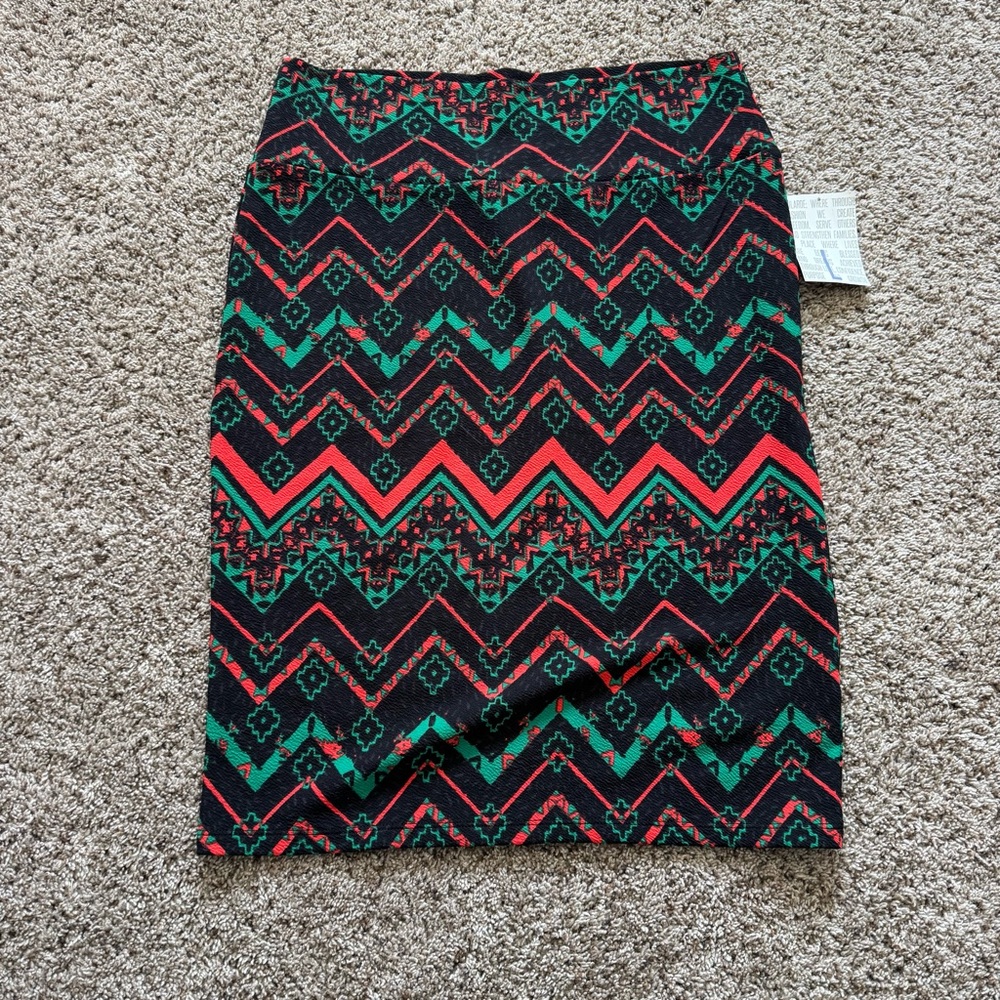 LuLaRoe Black and Green‎ Knee-Length Pencil Skirt for Night Out